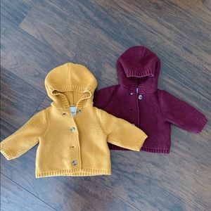 Old Navy Mustard and Maroon Cardigans